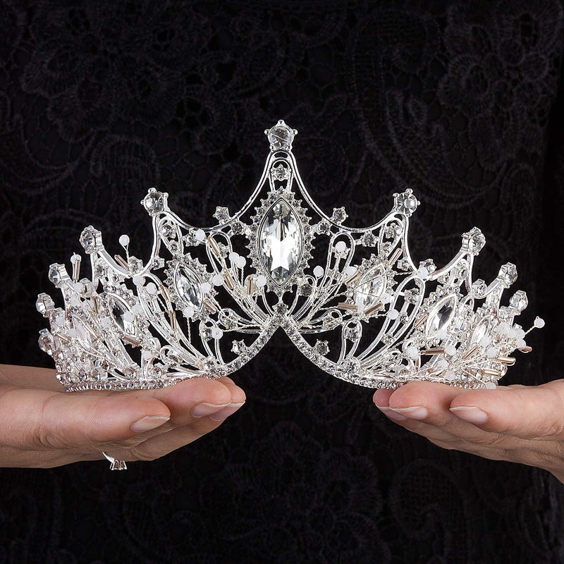 CROWN GUIDE Queen Crowns for Women, Pearl Crystal Crown Pageant Wedding Tiaras for Bride Costume with Gemstones - Image 2
